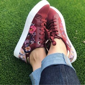 Matilda Jane Burgundy Floral Sneakers